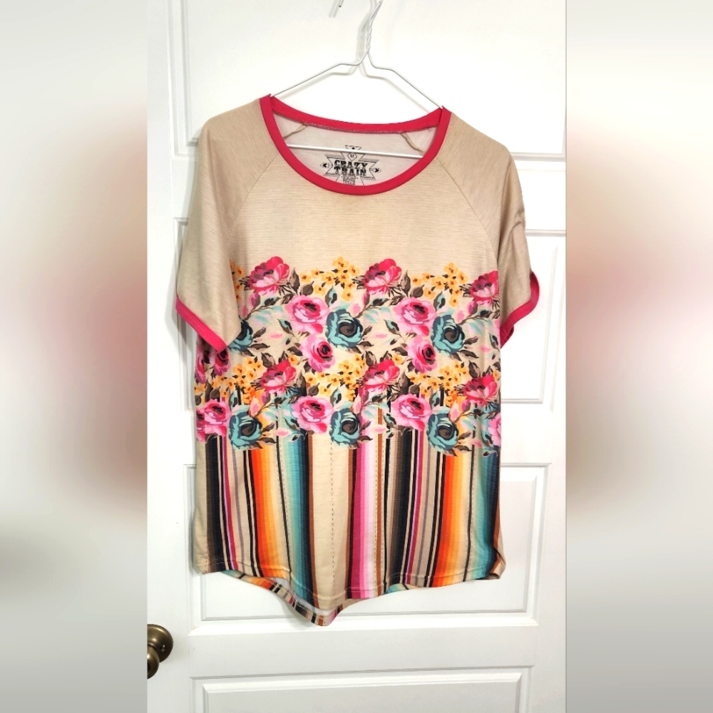 Crazy Train Tan Boxy Short Sleeve T-Shirt